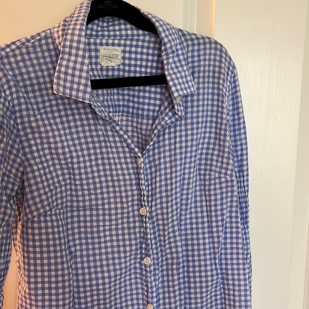 Jcrew Gingham Cotton Button Down - image 1